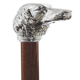 Irish Setter Walking Cane with Silver Plated Handle Wood Cane for Dog Lover. Imported from Italy