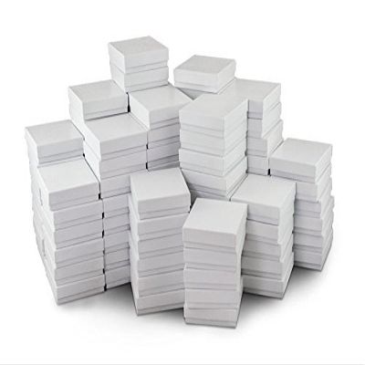 100 Cotton Filled Boxes Size 3.5" x 3.5"x 1" , White size #33 / 100 White Boxes with cotton insert, #33 box