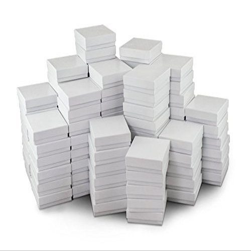 100 Cotton Filled Boxes Size 3.5" x 3.5"x 1" , White size #33 / 100 White Boxes with cotton insert, #33 box
