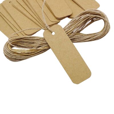 100 PCS Rectangular Shape Kraft Paper Gift Tags Bonbonniere Wedding Favor Hang Tag with Free Natural Jute Twine
