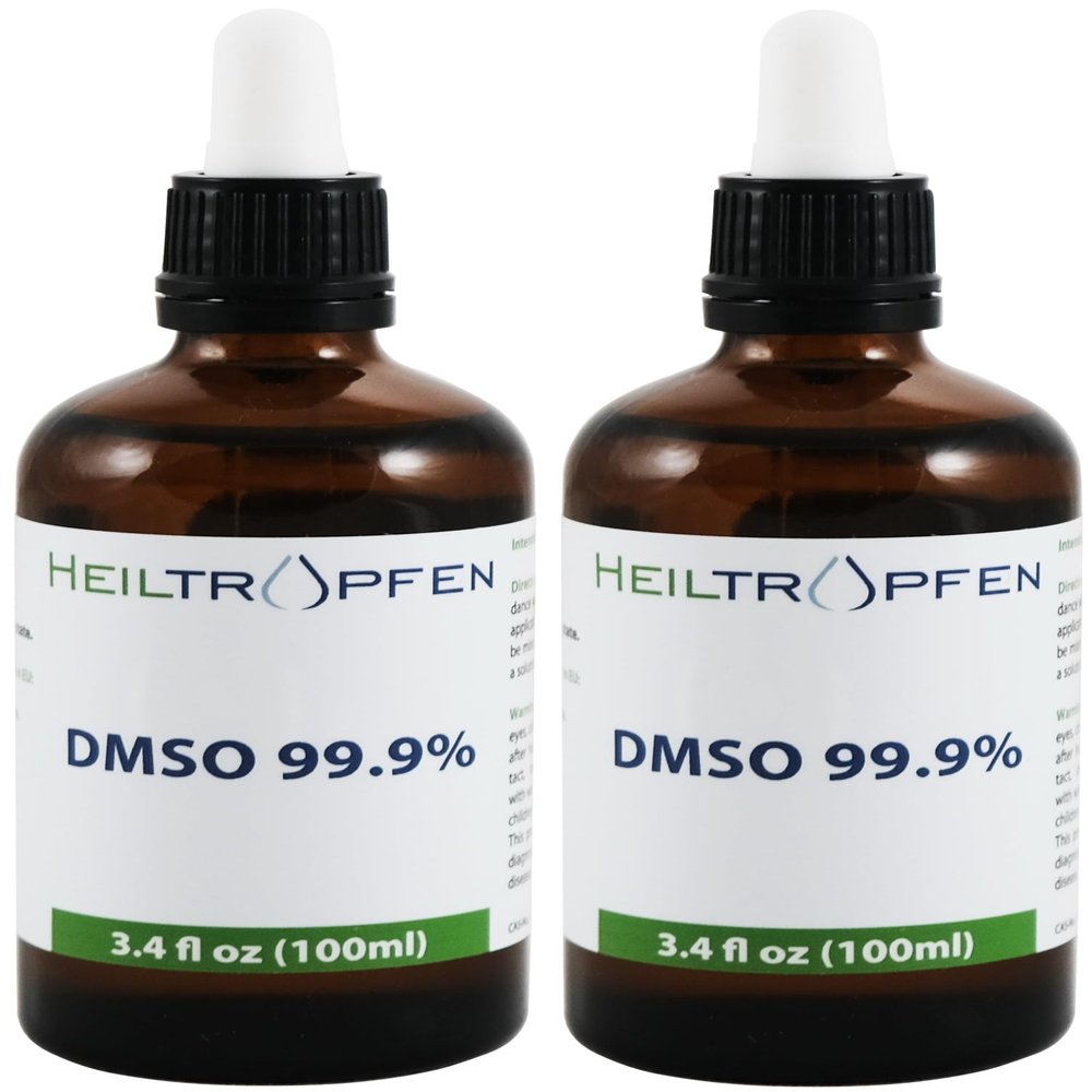 2X DMSO 99.9% Pharma grade ingredients | Low odor - Dimethyl sulfoxide liquid | 2X 3.4 Oz - 2X 100 ml | High purity | Set of two | Heiltropfen