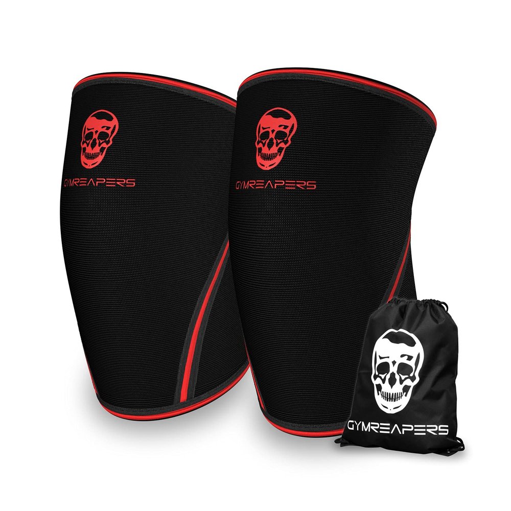 Knee Sleeves (1 Pair) Free Gym Bag - Knee Sleeve & Compression Brace for Squats, Fitness, Weightlifting, and Powerlifting - Gymreapers 7MM Sleeve Pair - For Men & Women - 1 Year Warranty (Medium)