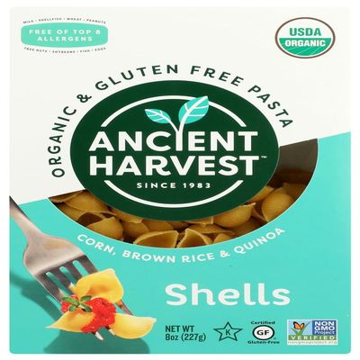 Ancient Harvest Quinoa - Organic Gluten-Free Supergrain Quinoa Pasta Shells - 8 oz.(pack of 2)