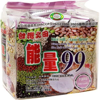 99 All natural Pei Tien Energy 99 rice cake roll 6.35oz (Taro Flavor, 4 Packs)