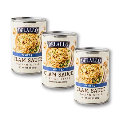DeLallo White Clam Sauce, Made with Fresh Sea Clams, Authentic Italian Recipe with Olive Oil, Garlic & Herbs, No Preservatives, Pasta Sauce for Seafood Dishes,10.5 oz Can, (3 Pack)