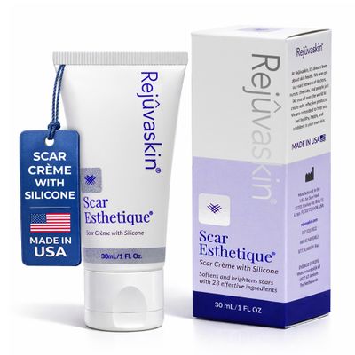 Rejuvaskin Scar Esthetique Scar Cream with Silicone, Reduces the Appearance of Surgical Scars, Burns, Stretch Marks, Keloids & Acne Scars, 30ml