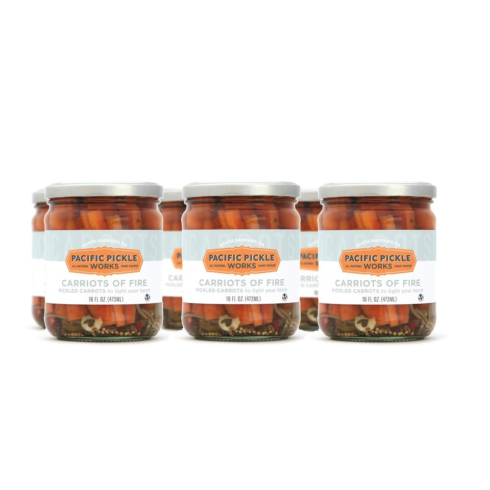 Carriots of Fire - Spicy Pickled Carrot Sticks with Jalapeo - Gourmet Carrots for Snacking - non-GMO, Kosher, Gluten-Free 16 oz (6-pack)