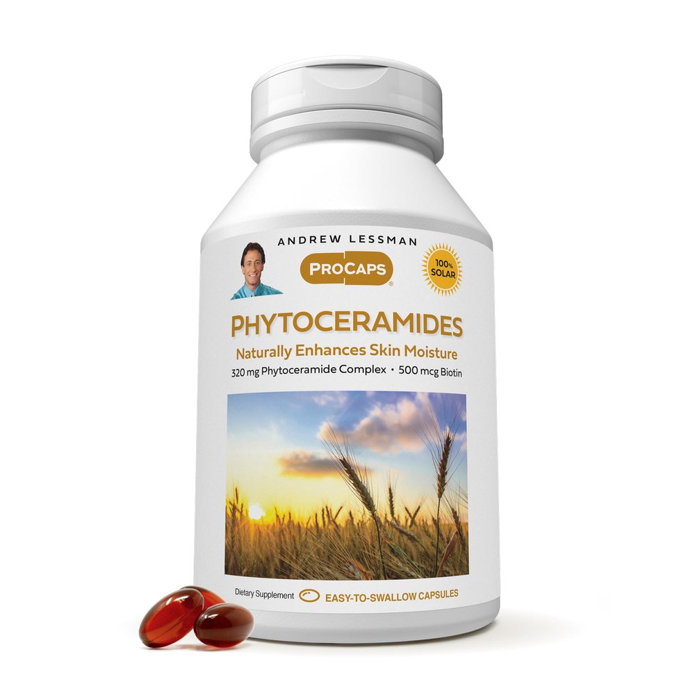 ANDREW LESSMAN Phytoceramides with Biotin 240 Softgels - Skins Vital Natural Internal Moisturizer. Naturally Enhances Soft, Smooth, Radiant Skin. No Additives. Small Easy to Swallow Softgels