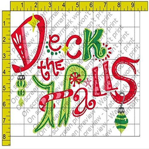 1/4 Sheet - Deck The Halls Christmas - Edible Cake/Cupcake Party Topper - D168