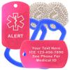Custom 2 Pack - Alert Medical Alert ID Necklaces with Pink Hot Custom Tags, Blue Silencers, and 30'' USA Chains view 1