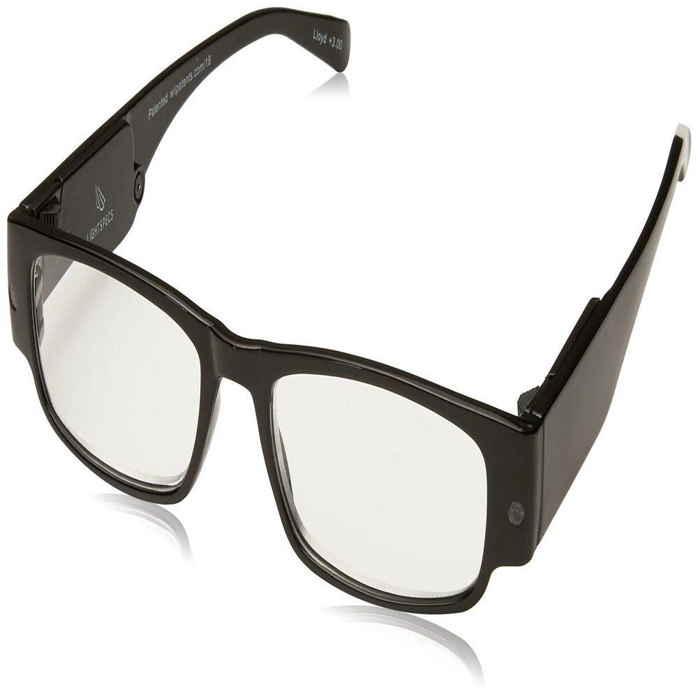 Foster Grant Lloyd Lightspecs Lighted Reading Glasses, Black/Transparent, 59 mm, 1.75x