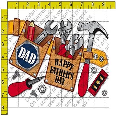 1/4 Sheet - Tool Belt Father's Day - Edible Cake/Cupcake Party Topper - D202