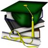 1/8 Sheet - Green Graduation Cap & Diploma - Edible Cake/Cupcake Topper - D20688 view 1