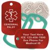 Custom 2 Pack - Cerebral Palsy Medical Alert ID Necklaces with Red Custom Tags, Green Dark Silencers, and 30'' USA Chains view 1