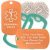 Custom 2 Pack - Cerebral Palsy Medical Alert ID Necklaces with Copper Custom Tags, Green Dark Silencers, and 30'' USA Chains view 1