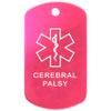 Custom 2 Pack - Cerebral Palsy Medical Alert ID Necklaces with Pink Hot Custom Tags, Red Silencers, and 30'' USA Chains view 2