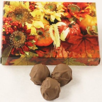 Scott's Cakes Milk Chocolate Covered Chocolate Fudge Brownie Truffles in a 1 Pound Fall Leaf Box