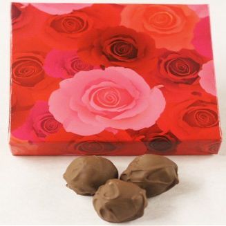 Scott's Cakes Milk Chocolate Covered Lychee Truffles in a 1 Pound Pink Roses Box