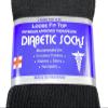 L&M LM 12 Pairs Diabetic Crew Socks Unisex 9-11, 10-13, 13-15 Black Grey White (10-13, Black) view 3