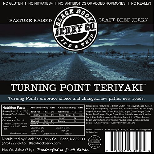 Black Rock Jerky Co. Beef Jerky, Turning Point Teriyaki, 2.5 Ounce