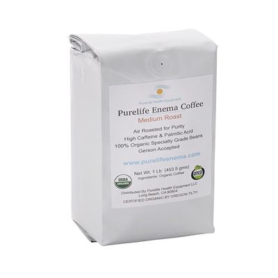 Purelife Enema Purelife Mold-Free/Mycotoxin Safe Coffee for Enemas/Lab Tested/Whole Bean - Medium Air Roast -100% Organic/Gerson Recommended - Ships Direct and Fresh from