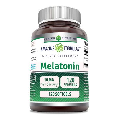 Amazing Nutrition Melatonin 10 mg | 120 Softgels Supplement | Non-GMO | Gluten Free | Made in USA