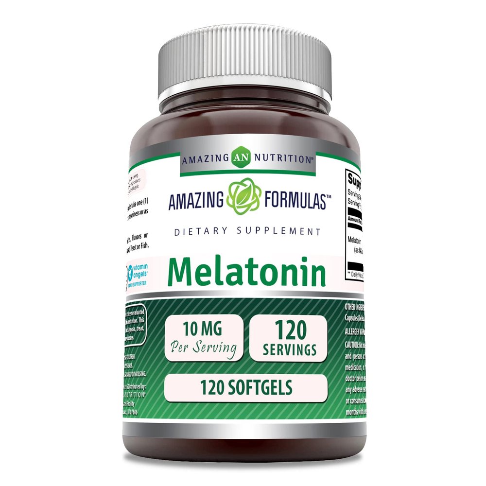 Amazing Nutrition Melatonin 10 mg | 120 Softgels Supplement | Non-GMO | Gluten Free | Made in USA
