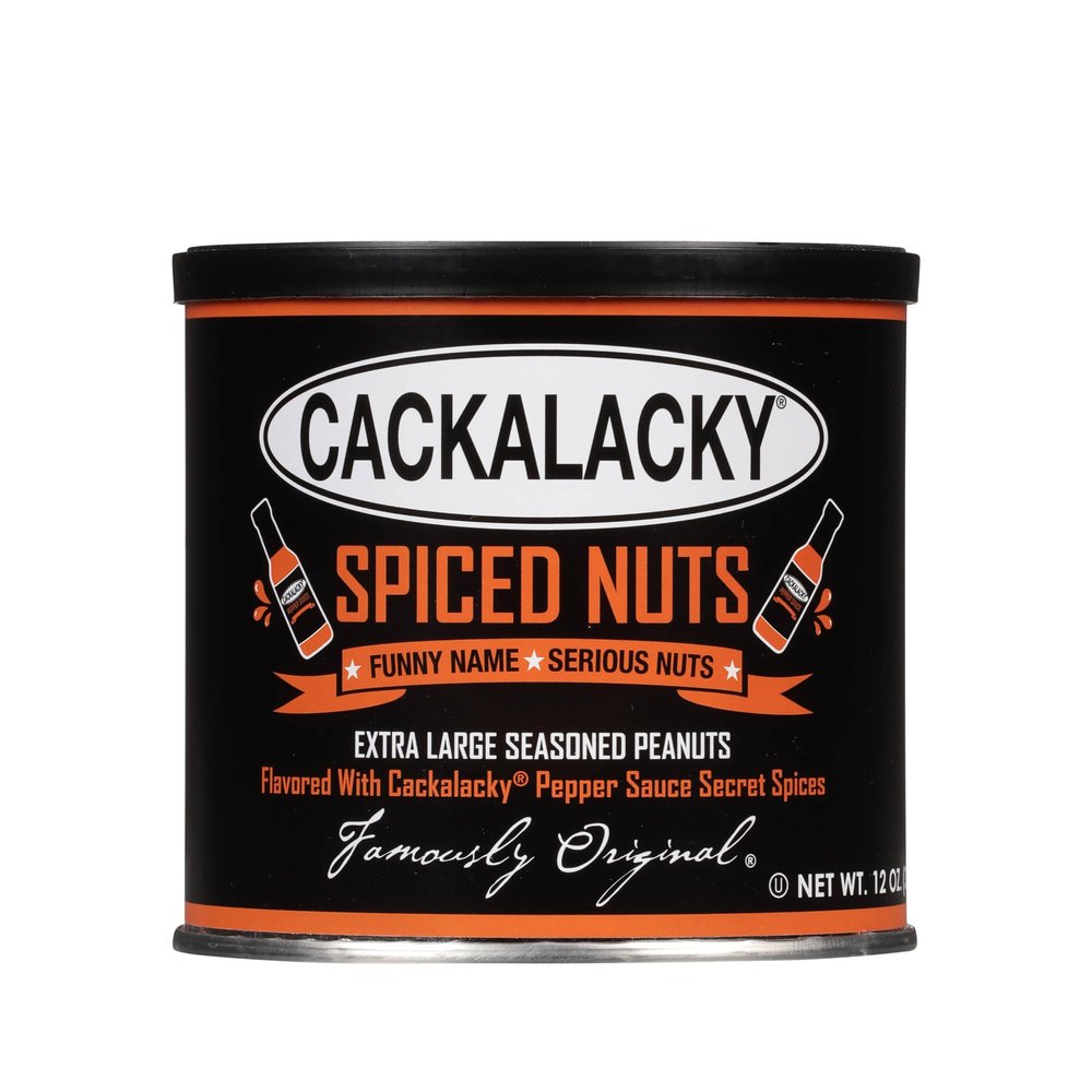 Cackalacky Famously Original Spiced Nuts - 12 oz - Roasted, Extra-Large North Carolina Peanuts, Seasoned with Fiery Pepper Sauce, Perfect for Parties & Craft Beer Pairings