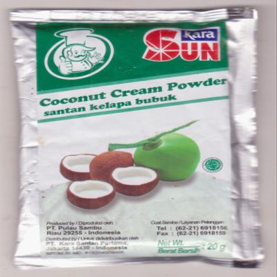 Sun Kara Santan Kelapa Bubuk - Coconut Cream Powder, 20 Gram/0.7 Oz (Pack of 4)