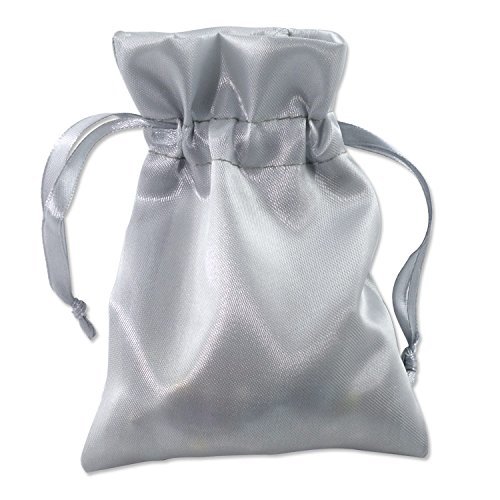 Satin Jewelry Gift Pouches 3x4 Silver (Package of 100) - Drawstring Gift Bags