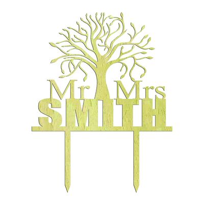 Mr and Mrs Wedding Cake Topper Rustic Wooden Tree Cake Topper 5"- 6" Inches Wide