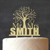 Mr and Mrs Wedding Cake Topper Rustic Wooden Tree Cake Topper 5"- 6" Inches Wide view 3