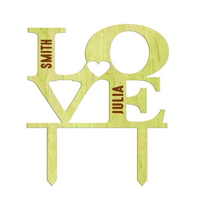 Wedding Rustic Cake Topper Custom Name Wood Cake Topper Cake Decoration 6"-7" Inches Wide