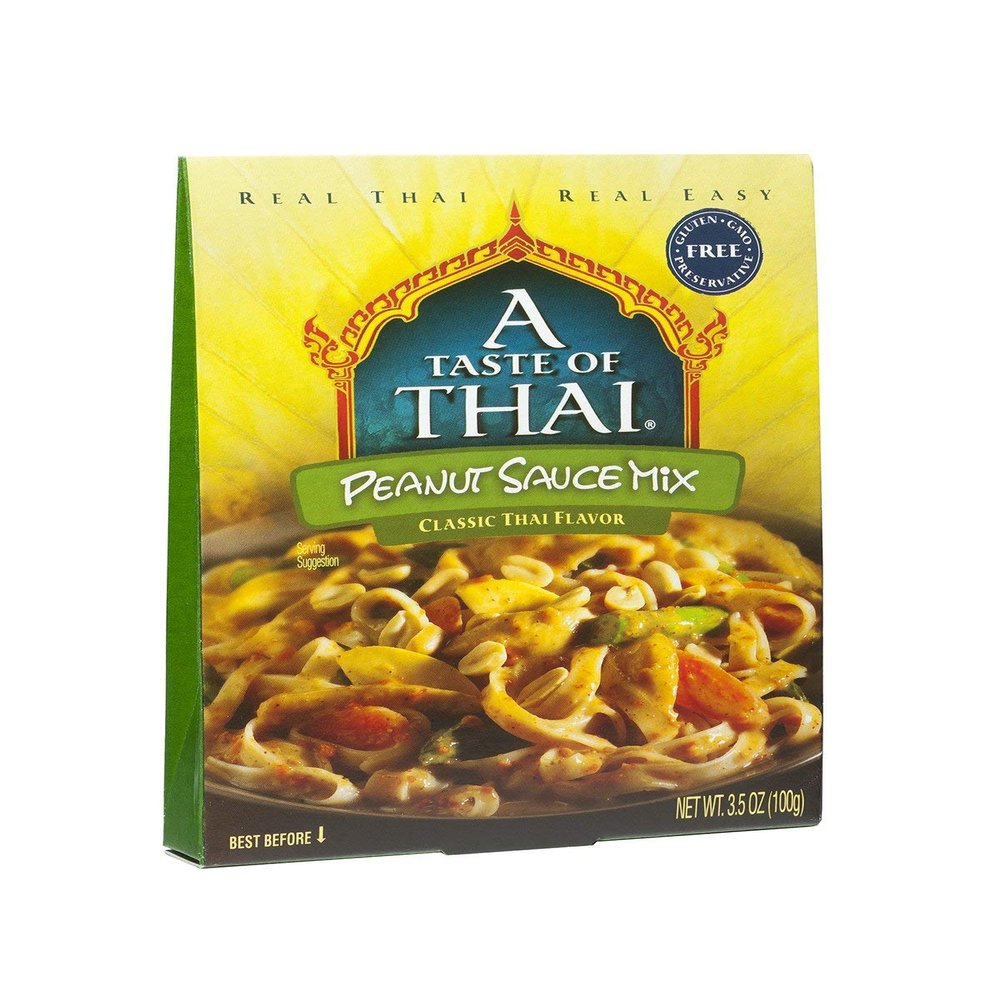 A Taste of Thai Peanut Sauce Mix Packets | Authentic Thai-Style Sauce with Ground Peanuts & Traditional Spices | Ready in Minutes | No Artificial Flavors | Non-GMO, Gluten-Free (6 Pack, 3.5 oz Each)