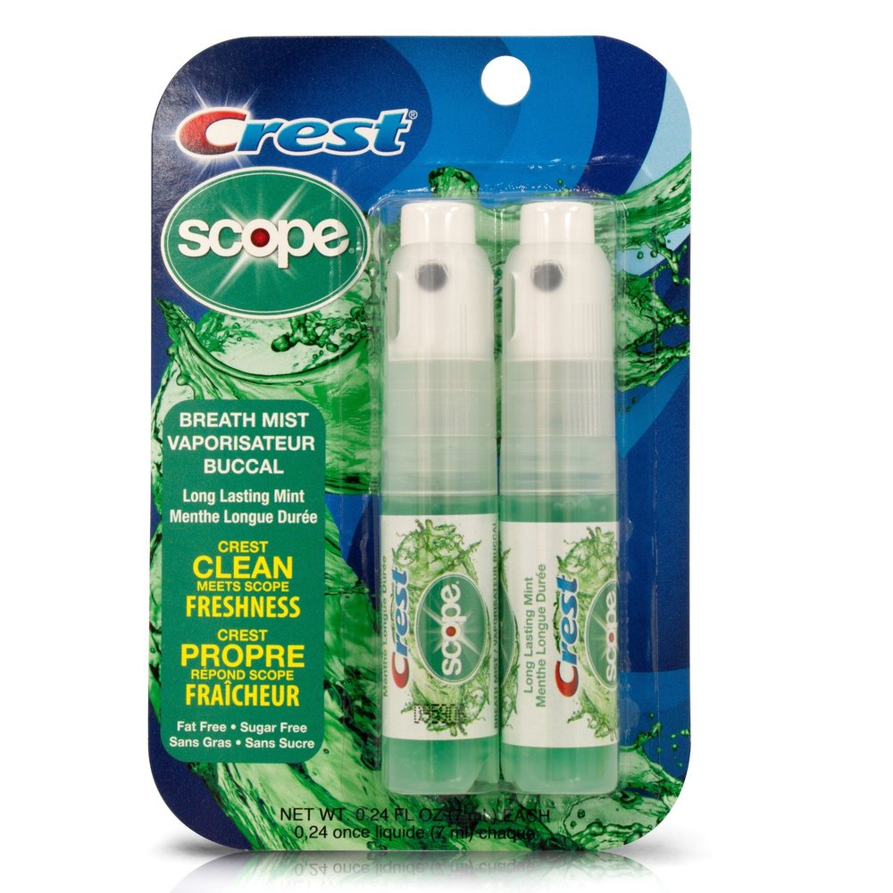 Crest Breath Mist with Scope Long Lasting Mint 2 7mL Bottles