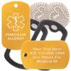 Custom 2 Pack - Penicillin Allergy Medical Alert ID Necklaces with Gold Custom Tags, Black Silencers, and 30'' USA Chains view 1