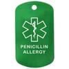 Custom 2 Pack - Penicillin Allergy Medical Alert ID Necklaces with Green Custom Tags, Green Dark Silencers, and 30'' USA Chains view 2