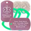 Custom 2 Pack - Penicillin Allergy Medical Alert ID Necklaces with Pink Custom Tags, Green Silencers, and 30'' USA Chains view 1