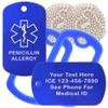 Custom 2 Pack - Penicillin Allergy Medical Alert ID Necklaces with Blue Custom Tags, Blue Silencers, and 30'' USA Chains view 1