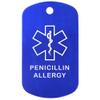 Custom 2 Pack - Penicillin Allergy Medical Alert ID Necklaces with Blue Custom Tags, Blue Silencers, and 30'' USA Chains view 2