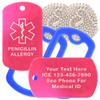 Custom 2 Pack - Penicillin Allergy Medical Alert ID Necklaces with Pink Hot Custom Tags, Blue Silencers, and 30'' USA Chains view 1