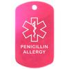 Custom 2 Pack - Penicillin Allergy Medical Alert ID Necklaces with Pink Hot Custom Tags, Blue Silencers, and 30'' USA Chains view 2