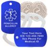 Custom 2 Pack - Penicillin Allergy Medical Alert ID Necklaces with Blue Custom Tags, Clear Silencers, and 30'' USA Chains view 1