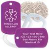 Custom 2 Pack - Penicillin Allergy Medical Alert ID Necklaces with Purple Custom Tags, White Silencers, and 30'' USA Chains view 1