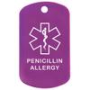 Custom 2 Pack - Penicillin Allergy Medical Alert ID Necklaces with Purple Custom Tags, White Silencers, and 30'' USA Chains view 2