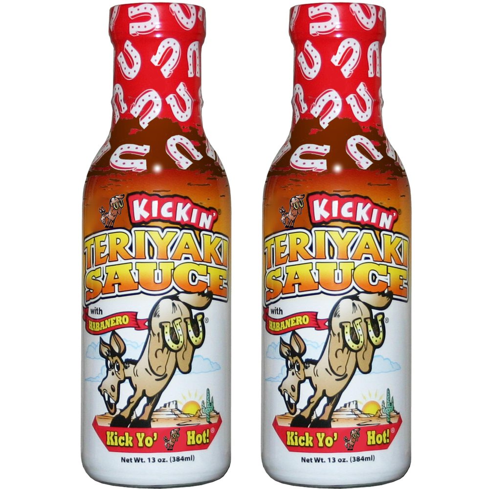 Ass Kickin' Spicy Teriyaki Sauce with Habanero  13 oz. (2 Pack)  Premium Gourmet Stir Fry Sauce  Perfect Steak or Chicken Marinade