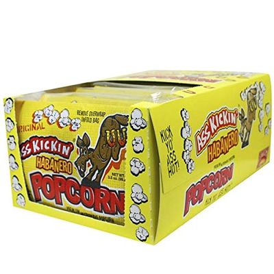 ASS KICKIN Habanero Microwave Popcorn - 24 Pack - Ultimate Spicy Gourmet Gift - Try if you dare!