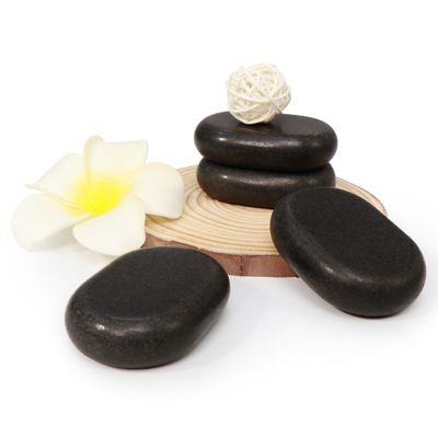 Master Massage Basalt Massage Hot Stone, Natural Hot Stone Set, for Massage Spa Beauty, Master Massage Medium Flat Ovular Basalt Massage Stone, 12 Pieces,(2.6" x 1.9" x 0.7")