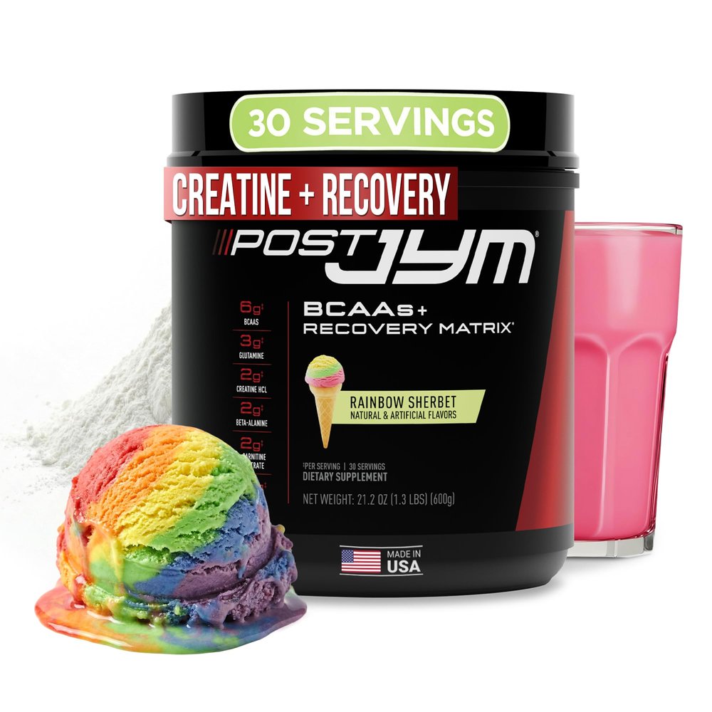 JYM Supplement Science Post JYM Active Matrix Rainbow Sherbet Amino Recovery Powder Pure Creatine HCL, BCAAs, Glutamine, Carnitine, Betaine, Taurine for Strength, Repair, Performance 30 Servings