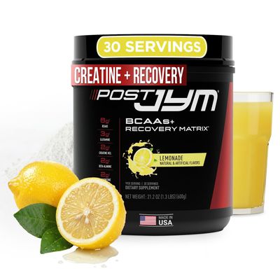 Post JYM Active Matrix Amino Recovery Powder | Pure Creatine HCL, BCAAs, Glutamine, Carnitine, Betaine, Taurine for Maximum Strength, Repair, Definition, Performance | Lemonade Flavor 30 Servings